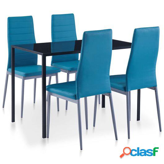 Conjunto de mesa y sillas de comedor 5 piezas azul