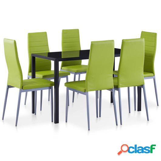 Conjunto de mesa y sillas de comedor 7 piezas verde