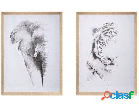 Cuadro HOGAR Y MÁS Decorativo Animale Salvaje (negro y
