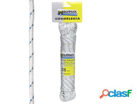 Cuerda nylon alta tenacidad blanca / azul (madeja 25 m.)