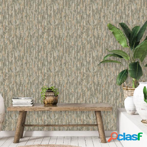 DUTCH WALLCOVERINGS Papel pintado Phoenix verde y beige