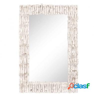 Espejo rectangular blanco decapado madera de teca