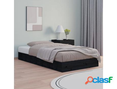 Estructura Cama Doble VIDAXL (Negro -Madera)