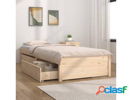 Estructura de Cama con Cajones VIDAXL (Marrón -Madera)