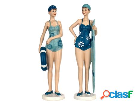 Figura Bañista 2 Uni. MULTICOLOR de Resina 28*7*8cm Figura