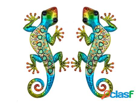 Figura de Animal Verde de Metal y Cristal 1*17*36cm Set de 2