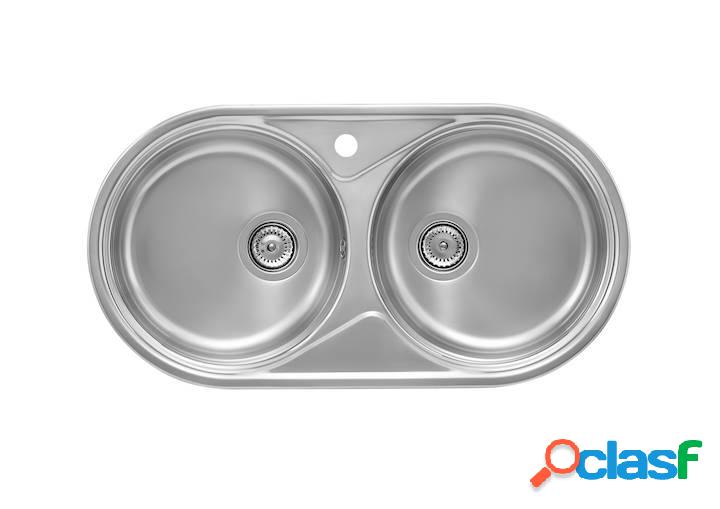 Fregadero de 2 cubetas de acero inoxidable Roca Duo
