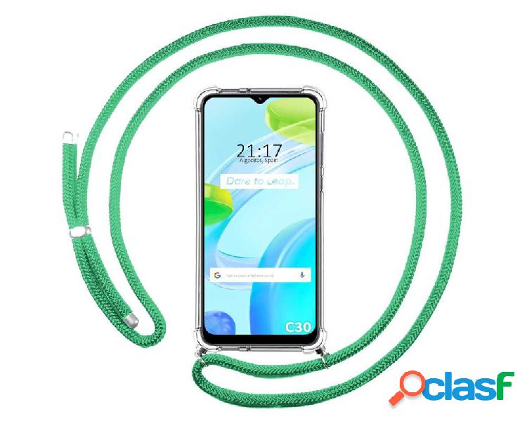 Funda Colgante Transparente para Realme C30 con Cordon Verde