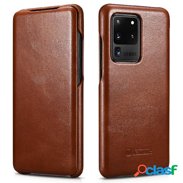 Funda Flip de Couro Genuíno ICARER Curved Edge Vintage