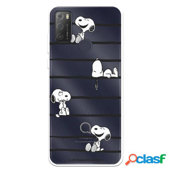 Funda Para Alcatel 1S 2021 Oficial De Peanuts Snoopy Rayas -