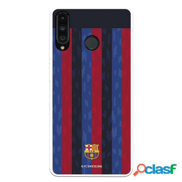 Funda Para Huawei P30 Lite Del Fc Barcelona Fondo Rayas