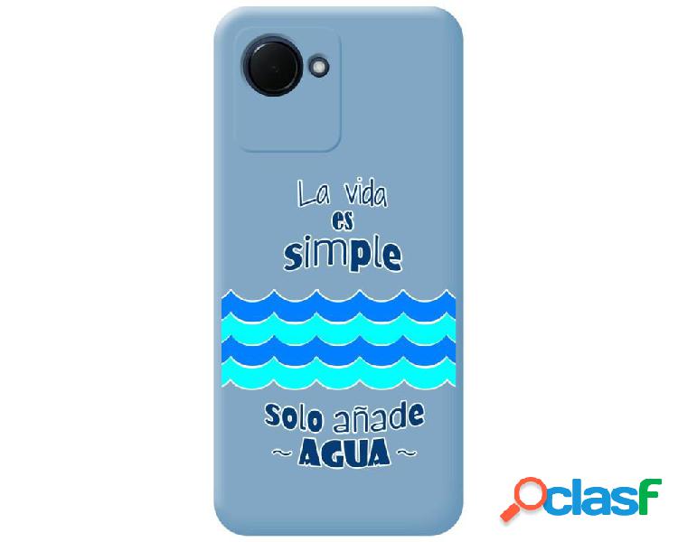 Funda Silicona Líquida Azul para Realme C30 diseño Agua