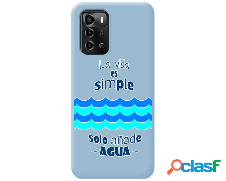 Funda Silicona Líquida Azul para ZTE Blade A72 diseño Agua