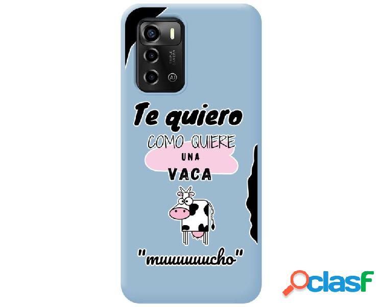 Funda Silicona Líquida Azul para ZTE Blade A72 diseño Vaca