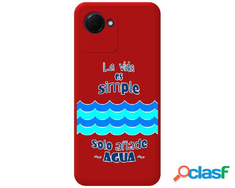 Funda Silicona Líquida Roja para Realme C30 diseño Agua