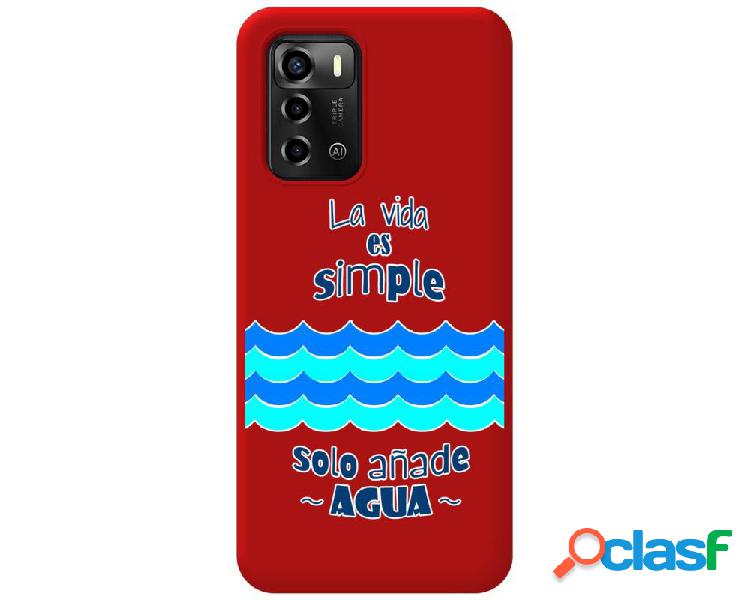 Funda Silicona Líquida Roja para ZTE Blade A72 diseño Agua