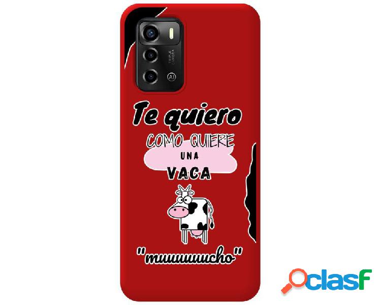 Funda Silicona Líquida Roja para ZTE Blade A72 diseño Vaca