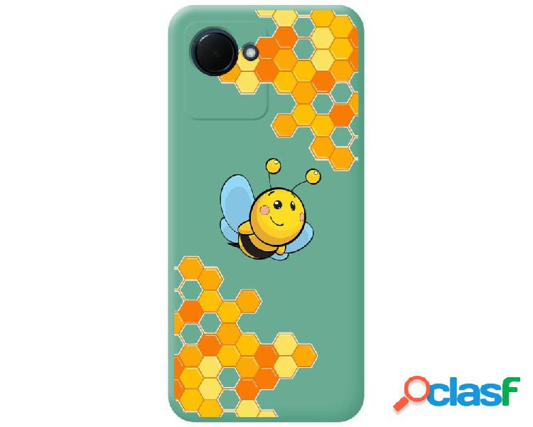 Funda Silicona Líquida Verde para Realme C30 diseño Abeja