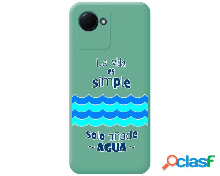 Funda Silicona Líquida Verde para Realme C30 diseño Agua