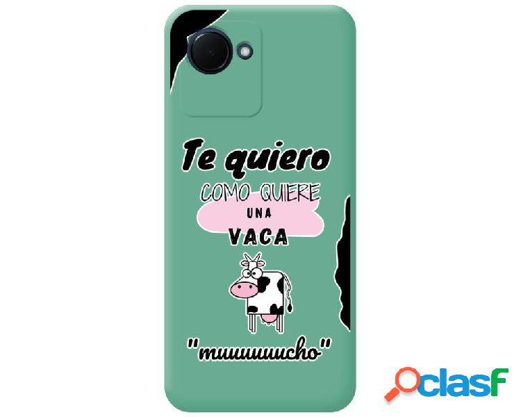 Funda Silicona Líquida Verde para Realme C30 diseño Vaca