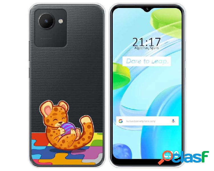 Funda Silicona Transparente para Realme C30 diseño Leopardo