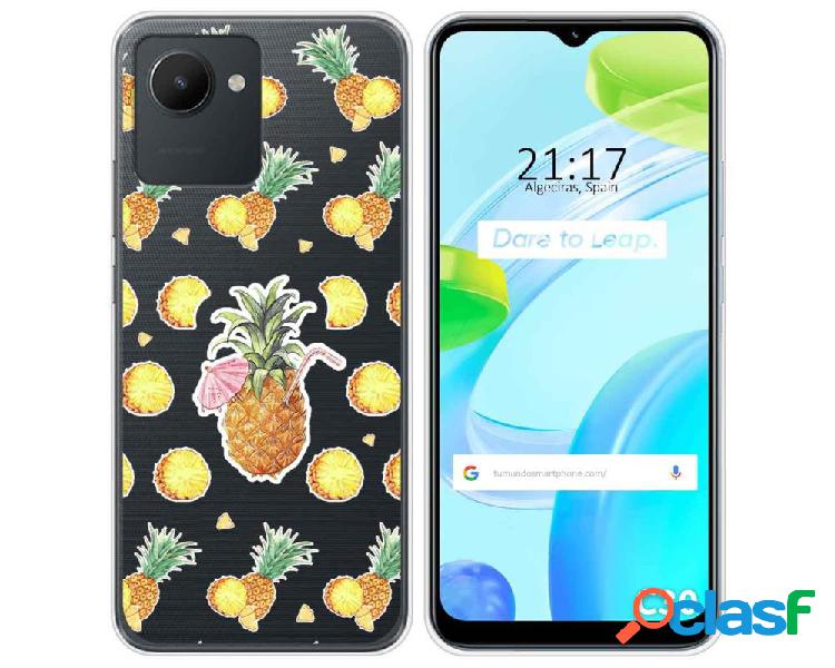 Funda Silicona Transparente para Realme C30 diseño Piña