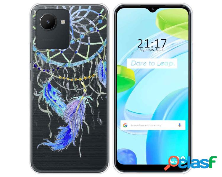 Funda Silicona Transparente para Realme C30 diseño Plumas