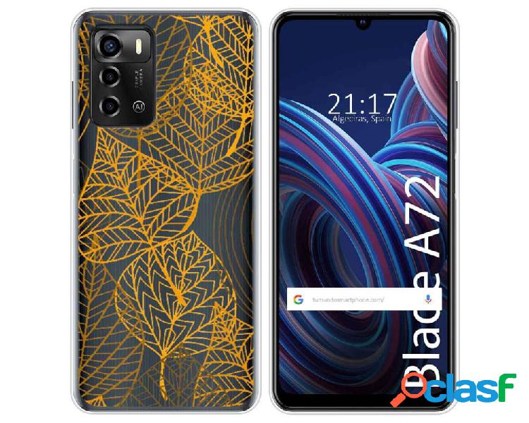 Funda Silicona Transparente para ZTE Blade A72 diseño Hojas