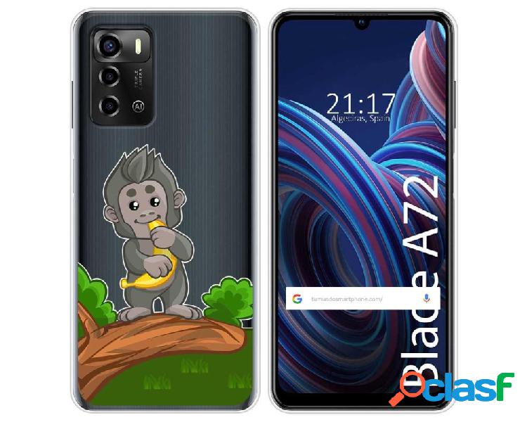 Funda Silicona Transparente para ZTE Blade A72 diseño Mono