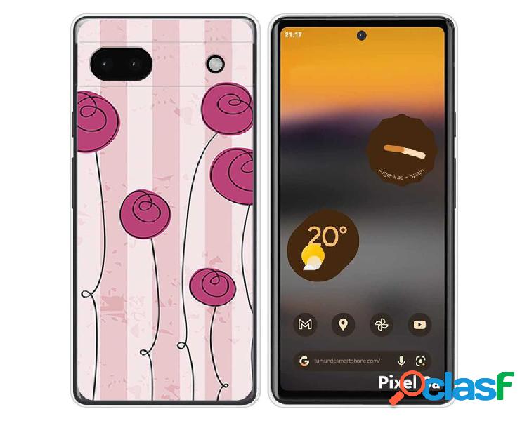 Funda Silicona para Google Pixel 6A diseño Flores Vintage