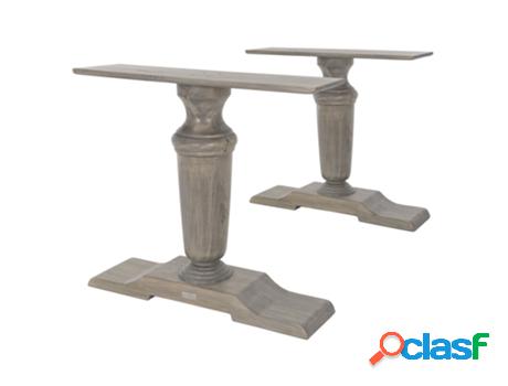 Juego de 2 Patas de Mesa 80X72X21 cm de Madera Maciza Gris