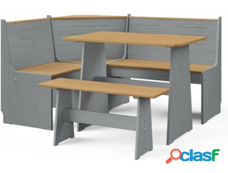 Juego de Comedor VIDAXL (Marrón - Madera - 151x118.5x85 cm