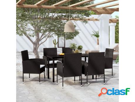 Juego de Comedor VIDAXL para jardín 7 piezas negro