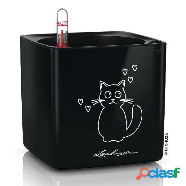 LECHUZA Macetero de mesa CUBE glossy CAT 14 ALL-IN-ONE