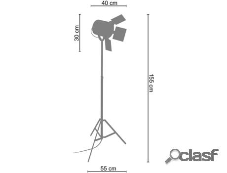 Lámpara de Pie TOSEL Cannes 55 cm (Negro - E27 - Máx. 40W