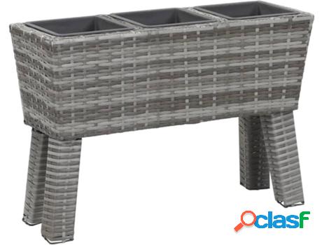 Maceta VIDAXL Mimbre 3 Maceteros (Gris - 72x25x50 cm)
