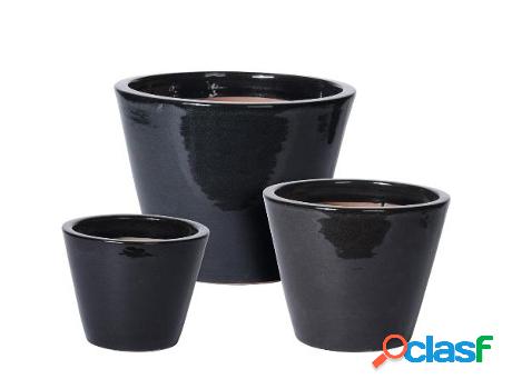 Macetas negras ceramica 15+20+23 cm lote 3