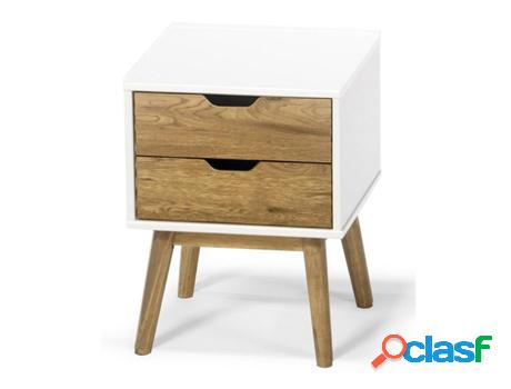 Mesita De Noche Con Cajones Wita (Blanco - Madera - 40x40x52