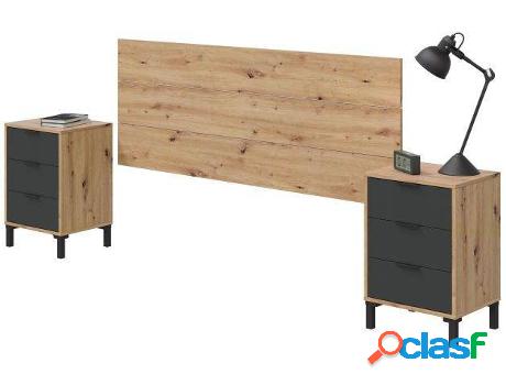 Mesita de Noche HABITDESIGN Enzo (Gris - Madera - 160 cm)