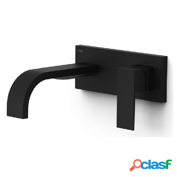 Monomando lavabo tres exclusive cuadro empotrado 240mm negro