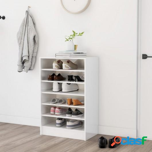 Mueble zapatero de aglomerado blanco brillante 60x35x92 cm