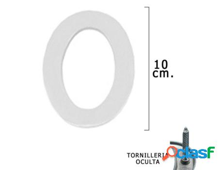 Numero metal 0 plateado mate 10 cm. con tornilleria oculta