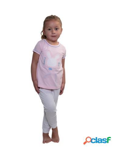 Pijama De Niña Dibujo De Conejo Rosa 5/6 Años