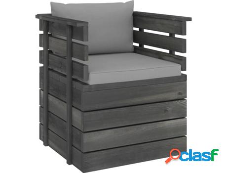 Poltronas VIDAXL Con Cojín (Gris - Madera - 70 x 65 x 71.5