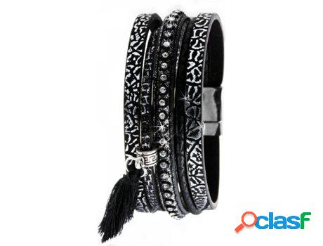 Pulsera SC_CRYSTAL (bañado a rodio - Negro - 200 mm x 23