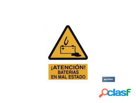 Señal poliestireno 297 x 210 mm baterías en mal estado