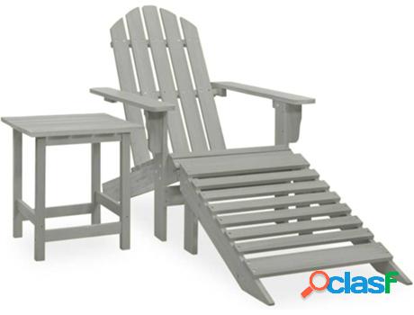 Silla de Jardín VIDAXL Adirondack con Mesa (Gris - Madera -