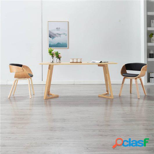 Sillas de comedor 2 uds madera curvada y cuero sintético