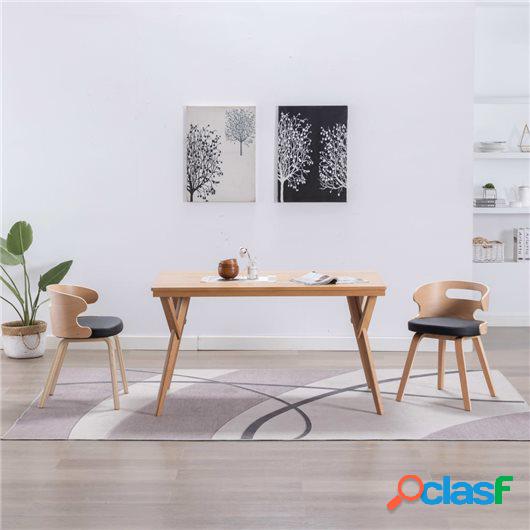 Sillas de comedor 2 unidades madera y cuero sintético negro