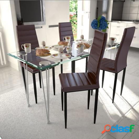 Sillas de comedor 4 unidades marrones modelo fino